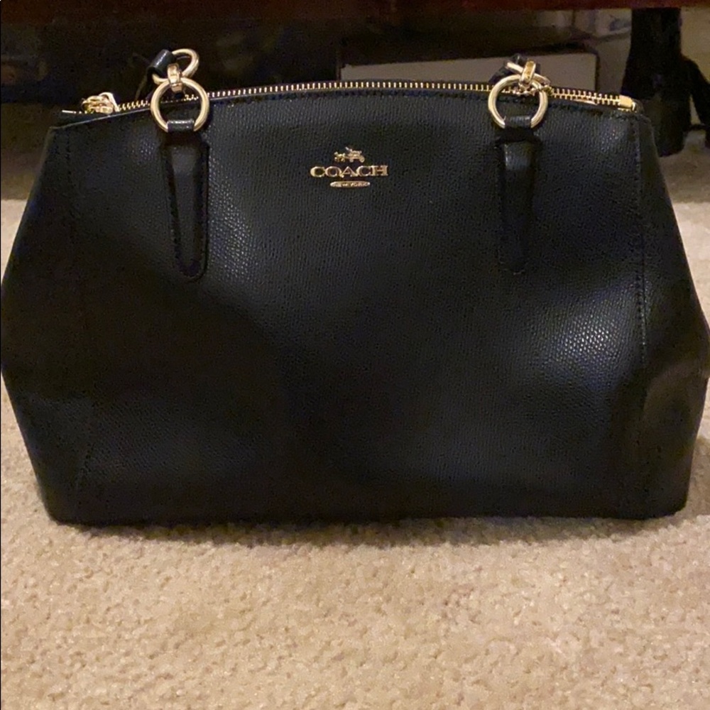 Black leather coach purse